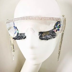 Rhinestone goggles glasses with tassels